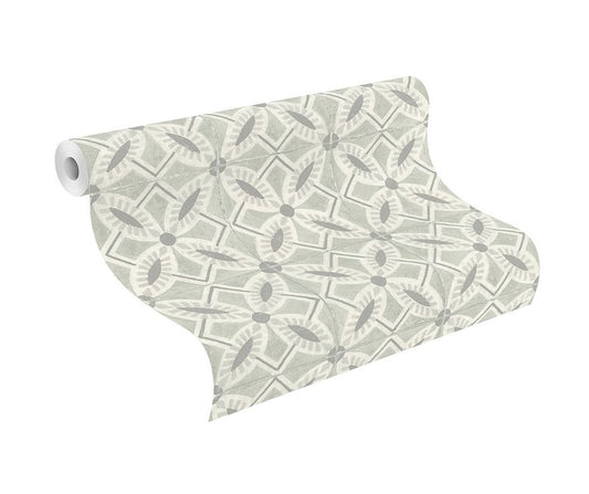 Rasch – Beachhouse – 410242 Szürke/zöld csempe mintás vlies tapéta