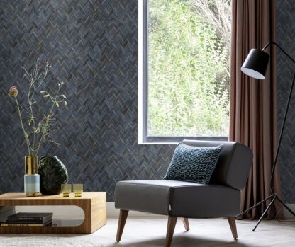 Rasch – Beachhouse – 410389 Sötétkék szövött mintás vlies tapéta
