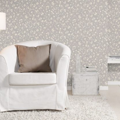 Rasch – Country Charme – 463828 szürke, krém virágmintás vlies tapéta