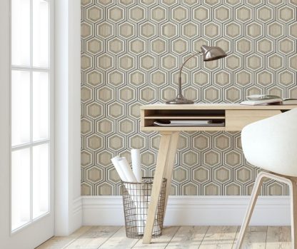 Rasch – Allegretto – 791443 Bézs/Barna geometria mintás vlies tapéta