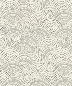 Rasch – Allegretto – 581416 Fehér/Fekete legyező mintás art deco stílusú vlies tapéta